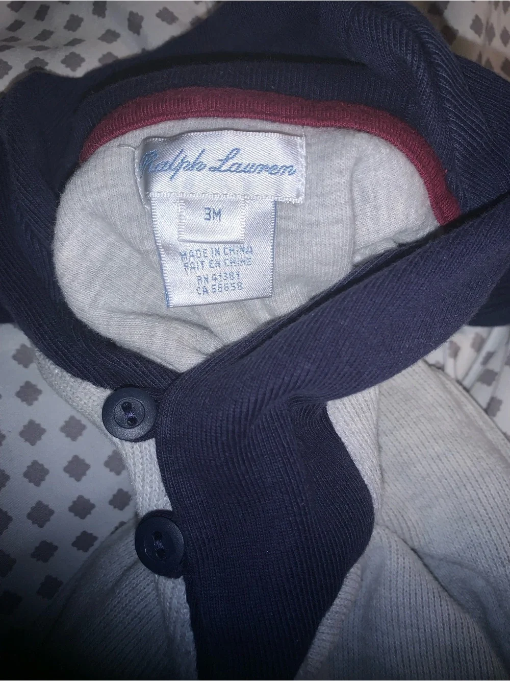 Polo by Ralph Lauren Navy & Light Gray Knit Footed One-Piece